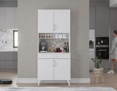 Loysen Kahve Köşesi Çok Amaçlı Dolap Kiler Mutfak Dolabı Beyaz Ücretsiz Kurulum