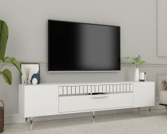Bakü  Tv Sehpası Tv Ünitesi Beyaz Gümüş