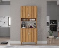 Loysen Kahve Köşesi Çok Amaçlı Dolap Kiler Mutfak Dolabı Ceviz Ücretsiz Kurulum