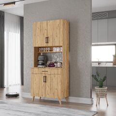 Loysen Kahve Köşesi Çok Amaçlı Dolap Kiler Mutfak Dolabı Çam Ücretsiz Kurulum