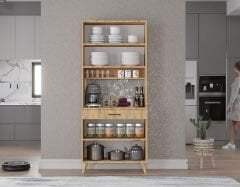 Loysen Kahve Köşesi Çok Amaçlı Dolap Kiler Mutfak Dolabı Çam Ücretsiz Kurulum