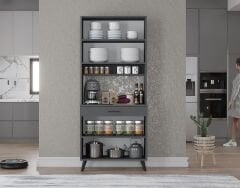 Loysen Kahve Köşesi Çok Amaçlı Dolap Kiler Mutfak Dolabı Füme Ücretsiz Kurulum