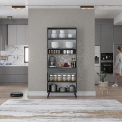 Loysen Kahve Köşesi Çok Amaçlı Dolap Kiler Mutfak Dolabı Füme Ücretsiz Kurulum