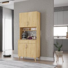 Loysen Kahve Köşesi Çok Amaçlı Dolap Kiler Mutfak Dolabı Meşe Ücretsiz Kurulum