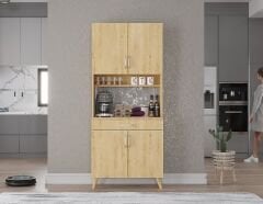 Loysen Kahve Köşesi Çok Amaçlı Dolap Kiler Mutfak Dolabı Meşe Ücretsiz Kurulum