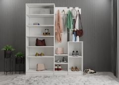 Teos Portmanto Vestiyer Ayakkabılık Beyaz -Ücretsiz Kurulum