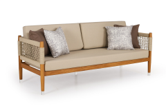 Estella Masif Ahşap İroko Ağacı Bahçe Balkon Oturma Grubu 3+1+1+Masa