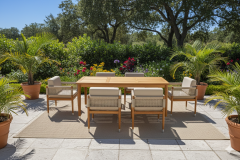 Estella Masif Ahşap Iroko Ağacı Bahçe Balkon Salon Teras Masa Sandalye Takımı