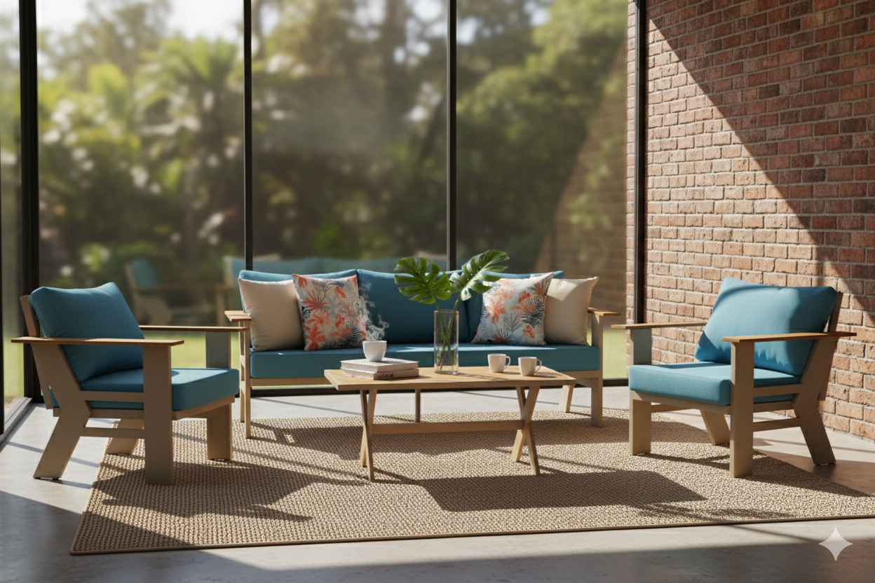 Monteras Alüminyum Oturma Grubu Bahçe Balkon Koltuk Takımı 3+1+1+Masa