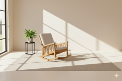 Sandy Masif Ahşap Dut Ağacı Sallanan Sandalye Koltuk Tv Koltuğu