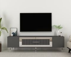 Lahor Tv Sehpası Tv Ünitesi Antrasit Gümüş