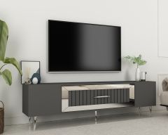 Lahor Tv Sehpası Tv Ünitesi Antrasit Gümüş