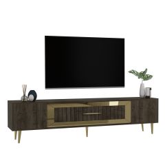 Lahor Tv Sehpası Tv Ünitesi Ceviz Altın