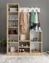 Efes Portmanto Vestiyer Ayakkabılık Meşe Beyaz -Ücretsiz Kurulum