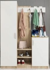 Efes Portmanto Vestiyer Ayakkabılık Meşe Beyaz -Ücretsiz Kurulum