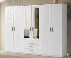 Lemis Tamamı Mdf 6 Kapaklı Membran Gardırop Dolap 220 cm - Kurulum Dahil