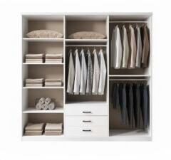 Gardenya Tamamı Mdf 6 Kapaklı Membran Gardırop Dolap 220 cm- Kurulum Dahil