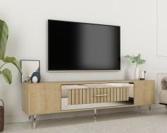Lahor Tv Sehpası Tv Ünitesi Safirmeşe Gümüş