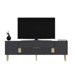 Pencap Tv Sehpası Tv Ünitesi Antrasit Altın