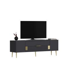 Pencap Tv Sehpası Tv Ünitesi Antrasit Altın