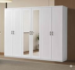 Lilyum Tamamı Mdf 6 Kapaklı Membran Gardırop Dolap 220 cm- Kurulum Dahil