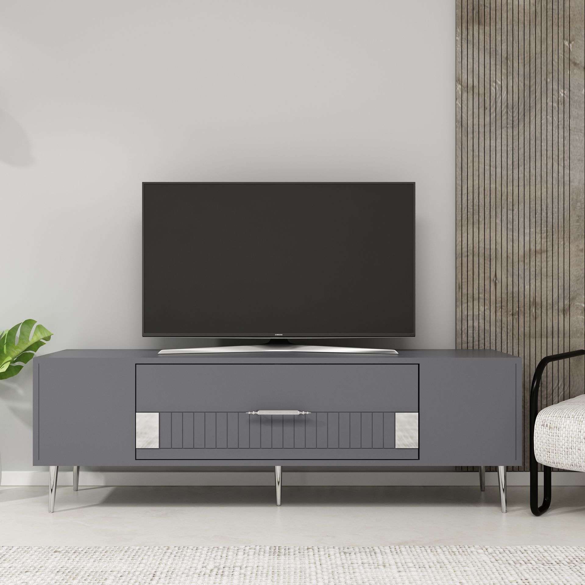 Pencap Tv Sehpası Tv Ünitesi Antrasit Gümüş