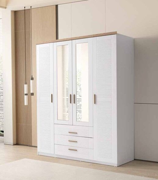 Papatya Tamamı Mdf 4 Kapaklı Membran Gardırop Dolap 147 cm- Kurulum Dahil