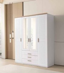 Papatya Tamamı Mdf 4 Kapaklı Membran Gardırop Dolap 147 cm- Kurulum Dahil