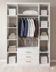 Papatya Tamamı Mdf 4 Kapaklı Membran Gardırop Dolap 147 cm- Kurulum Dahil