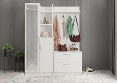 Çizgi Portmanto Vestiyer Ayakkabılık  Beyaz -Ücretsiz Kurulum