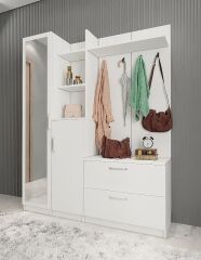 Çizgi Portmanto Vestiyer Ayakkabılık  Beyaz -Ücretsiz Kurulum