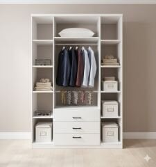 Fulya Tamamı Mdf 4 Kapaklı Membran Gardırop Dolap 147 cm- Kurulum Dahil