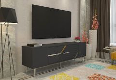 Ufa Tv Sehpası Tv Ünitesi Antrasit Gümüş