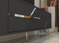 Ufa Tv Sehpası Tv Ünitesi Antrasit Gümüş
