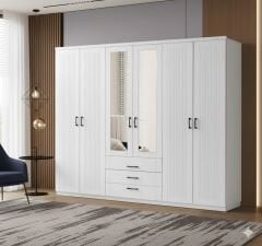 Gardenya Tamamı Mdf 6 Kapaklı Membran Gardırop ve Yatak Odası Takımı - Kurulum Dahil