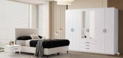 Gardenya Tamamı Mdf 6 Kapaklı Membran Gardırop ve Yatak Odası Takımı - Kurulum Dahil
