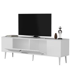 Ufa Tv Sehpası Tv Ünitesi Beyaz Gümüş