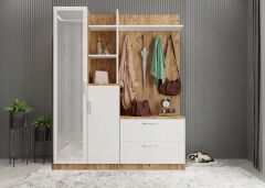 Çizgi Portmanto Vestiyer Ayakkabılık Çam Beyaz -Ücretsiz Kurulum