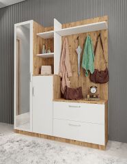 Çizgi Portmanto Vestiyer Ayakkabılık Çam Beyaz -Ücretsiz Kurulum