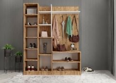 Çizgi Portmanto Vestiyer Ayakkabılık Çam Beyaz -Ücretsiz Kurulum