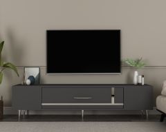 Şuşa Tv Sehpası Tv Ünitesi Antrasit Gümüş
