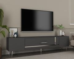 Şuşa Tv Sehpası Tv Ünitesi Antrasit Gümüş