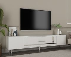 Şuşa Tv Sehpası Tv Ünitesi Beyaz Gümüş