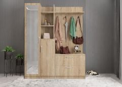 Çizgi Portmanto Vestiyer Ayakkabılık Meşe-Ücretsiz Kurulum