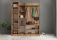 Çizgi Portmanto Vestiyer Ayakkabılık Çam Füme -Ücretsiz Kurulum