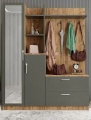 Çizgi Portmanto Vestiyer Ayakkabılık Çam Füme -Ücretsiz Kurulum