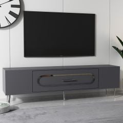 Bişkek Tv Sehpası Tv Ünitesi Antrasit Gümüş