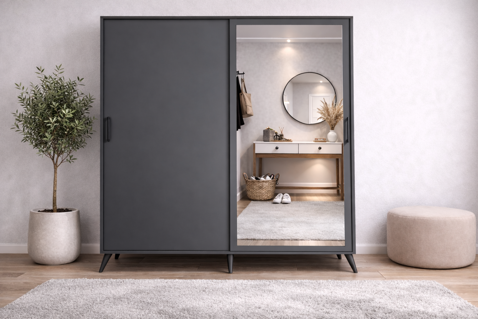 İmaj Sürgülü Portmanto Vestiyer Füme-Ücretsiz Kurulum