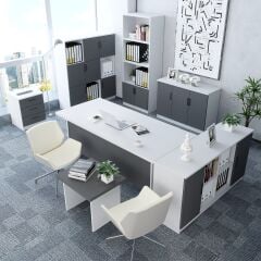 Vest 7'li Ofis Takımı Ücretsiz Kurulum Model 1 Beyaz Füme