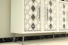 Cupola Konsol Tv Sehpası Çok Amaçlı Dolap 150 cm Beyaz Gümüş